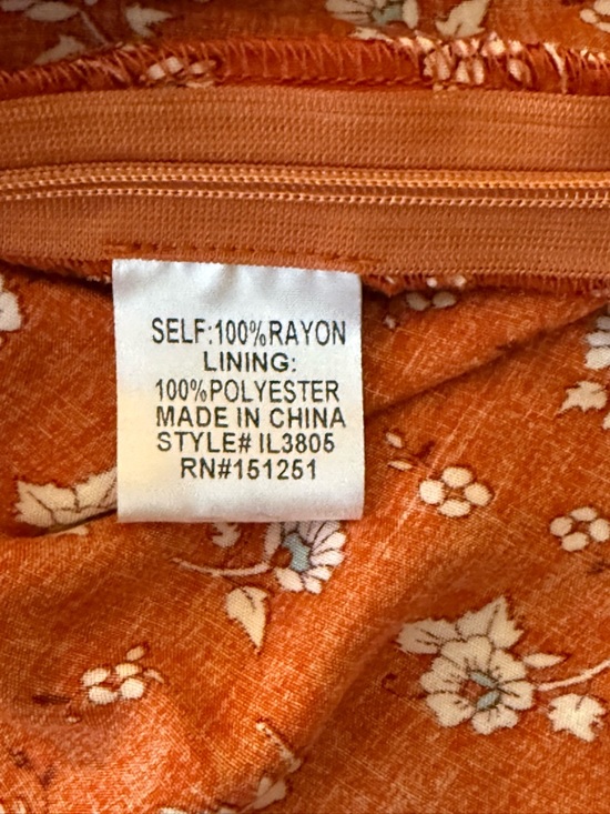 NWT Boho Rust Floral V-Neck Blouse with Paisley Trim - Picture 11 of 12